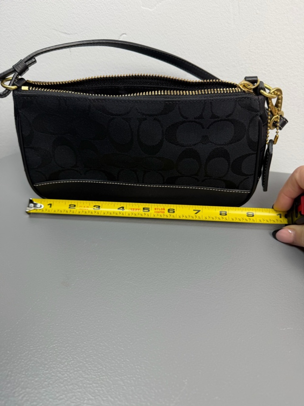 Coach Demi Signature Jacquard Mini Shoulder Black Bag Leather Trim Y2k Purse EUC - Picture 8 of 12